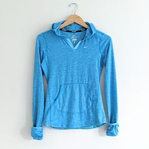 NIKE Blue Marled Dri-Fit Running Hoodie EUC